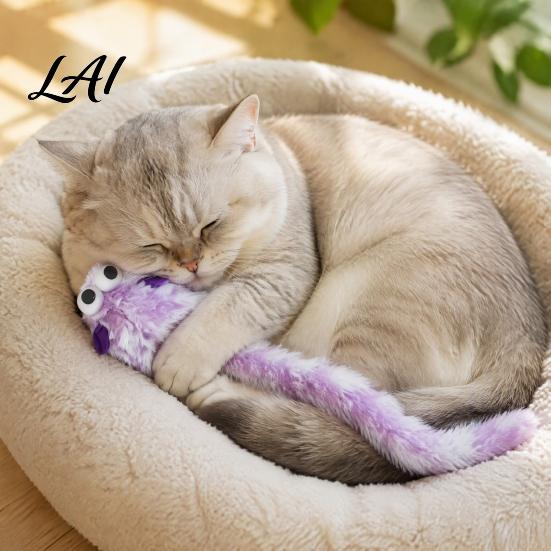 Plush Toy with Catnip Mouse Cat Catnip Long Tail Rat Chew Toy Durable Stuffed for Indoor Kittens Biting Hunting Instinct Stimulation Pet Kitten