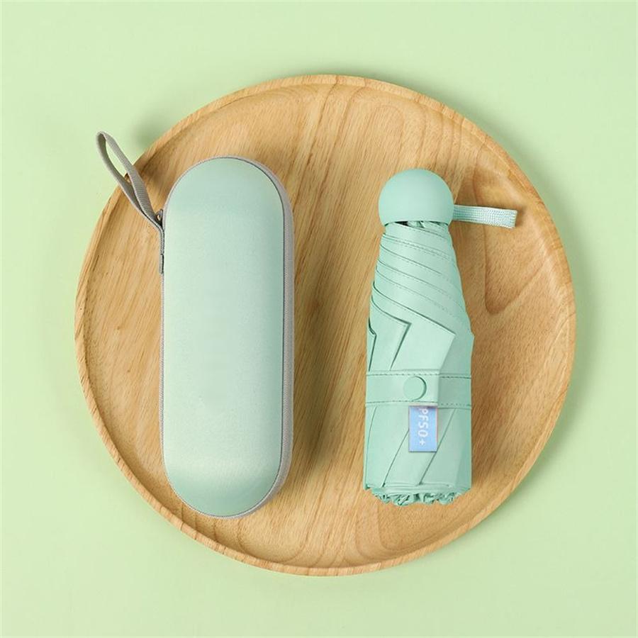 1pc Fashion Women Mini Folding Sun Umbrella UV Protection Portable Pocket Capsule Umbrellas with Box