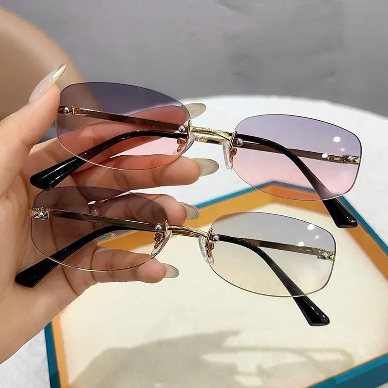 2025 Frameless Star Metal Sunglasses Oval Premium Rimless Sunglasses Y2K Spicy Hot Girl Ins Trendy Sun Glasses Female
