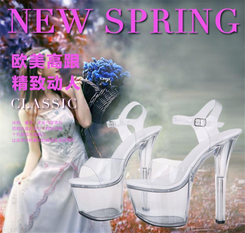 2025 Summer Women's 17cm Crystal Stiletto High Heels - Transparent Night-Out Water Table Sandals, Elegant Party/Prom Dress Shoes