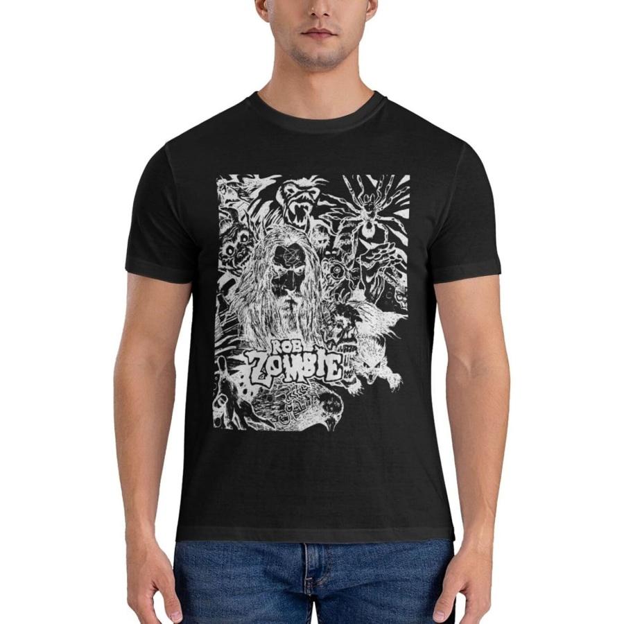 AusuB Rob Band Zombie Men s T Shirt Cotton Graphic T Shirt for Men Round Neck Casual Shirt Black S
