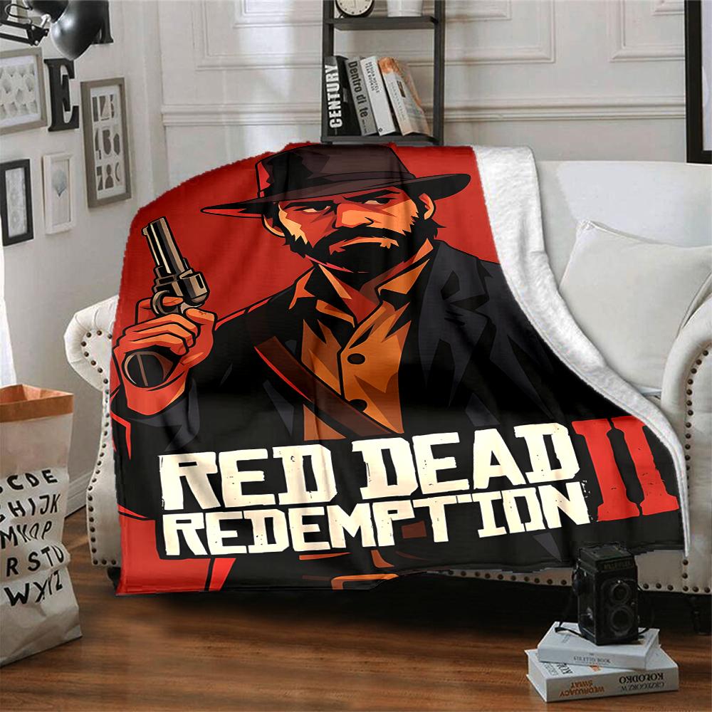 1pc Red Dead Redemption Blanket, Gift, for Men and Women, Soft Blanket, Good for Sofa Bed Couch Travel, Lightweight Flannel Blanket