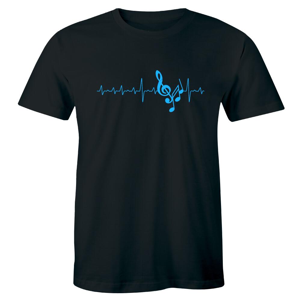 Musical Notes Heartbeat T Shirt Love Music Singer Dancer Musician Gift Tee L