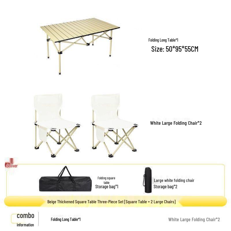 Portable Outdoor Folding Table and Chair Set - Egg Roll Design for Camping and Fishing