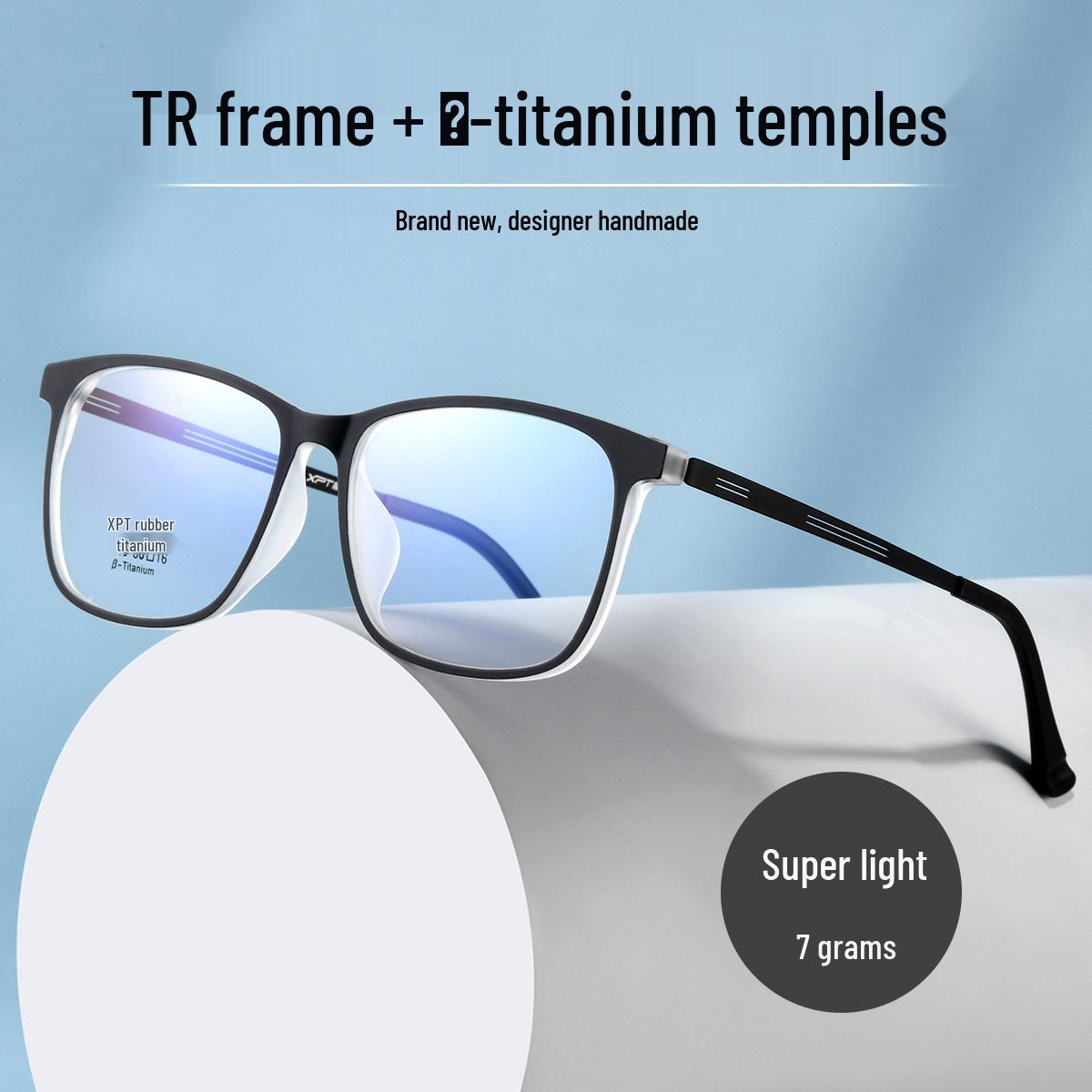 Men s Ultra-Light Pure Titanium Myopia Glasses with TR90 Elastic Paint Frame, Model 9825