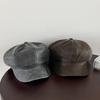 Autumn New Style Retro Aged Leather Washed Octagonal Hat for Women British Style Painter Hat Street Style Newsboy Hat Showing Small Face