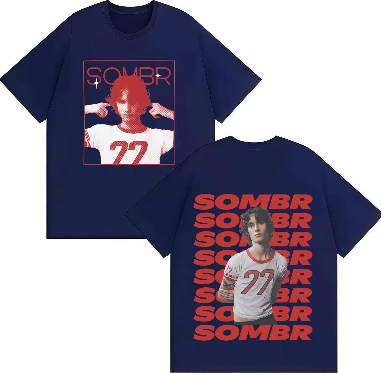 SOMBR Streetwear Late Night Youth Romantic Journey 2026 Spring summer new Gothic Music Summer Print Pure Cotton Casual Tshirt M