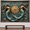 Bronze Angel Statue with Wings and Wheat Wall Art 2D Printing Cloth Spiritual Decor Mythical Figure Home Gallery Tapestry