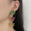 Christmas fashion festive alloy splicing flower pendant earrings, versatile niche daily models