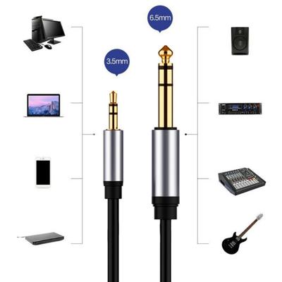 Gold Plate 3.5mm Male To 6.35mm Male Cable Auxiliary Male Cord for Home Audios Systems and Professional Equipment