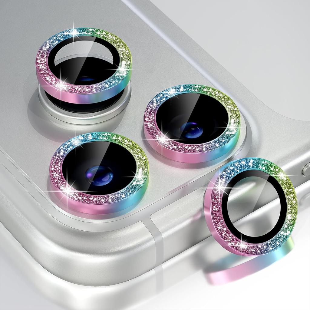 Glitter Orange Camera Lens Screen Protector Cover For iPhone 17 Pro Max Air 17Pro iPhone17 Tempered Glass Protection Decoration Phone Accessories