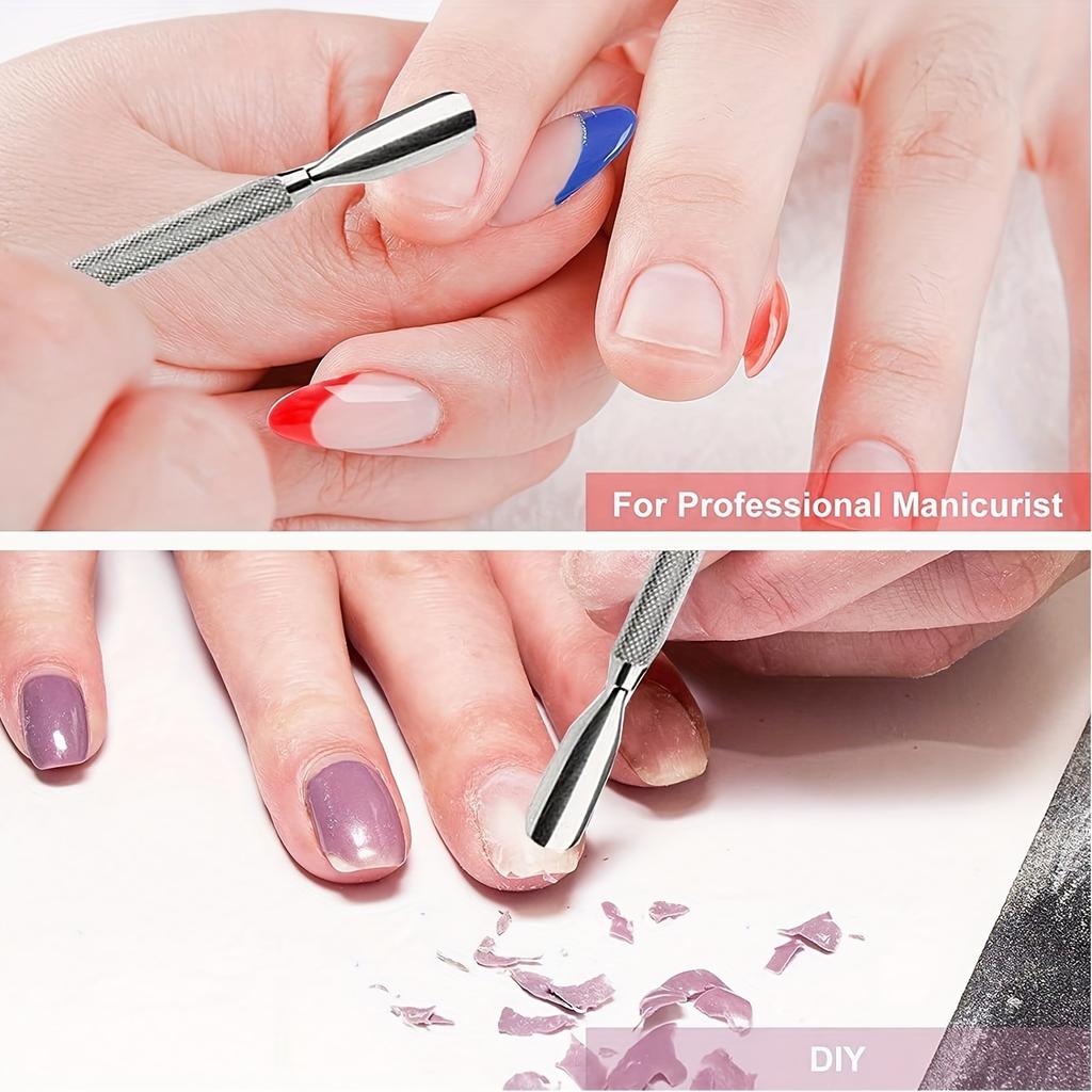 Stainless Steel Cuticle Pusher Set, Dual-Ended, Sharp Edged, Spoon-Shaped, Low Allergy, Nail Care Tools for Manicure and Pedicure