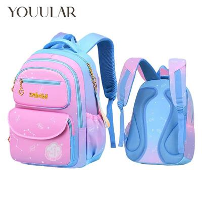 Pupils Schoolbags Girls Sweet Cute Stitching Color Backpack 1 3 6 Grade Large-Capacity Children's Backpack