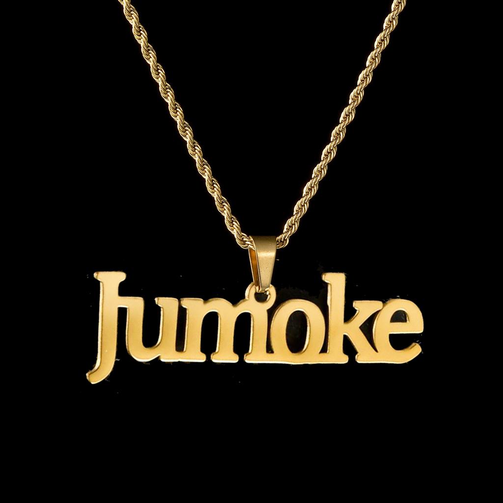 Atoztide Personalized Customized Brand Logo Names Pendant Necklace Stainless Steel Thick Chain for Men Women Jewelry Gift