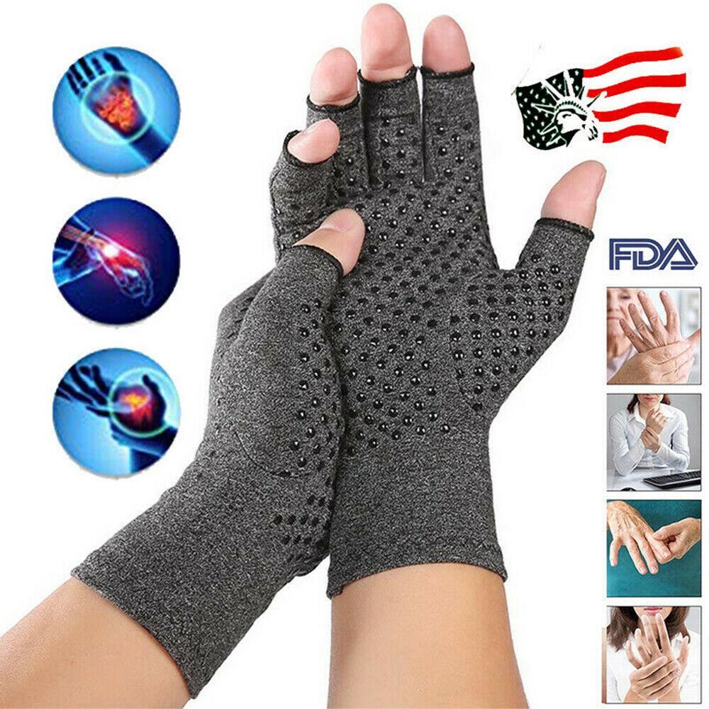1Pair Winter Compression Arthritis Gloves Rehabilitation Fingerless Gloves Anti Arthritis Therapy Gloves Wrist Support Wristband