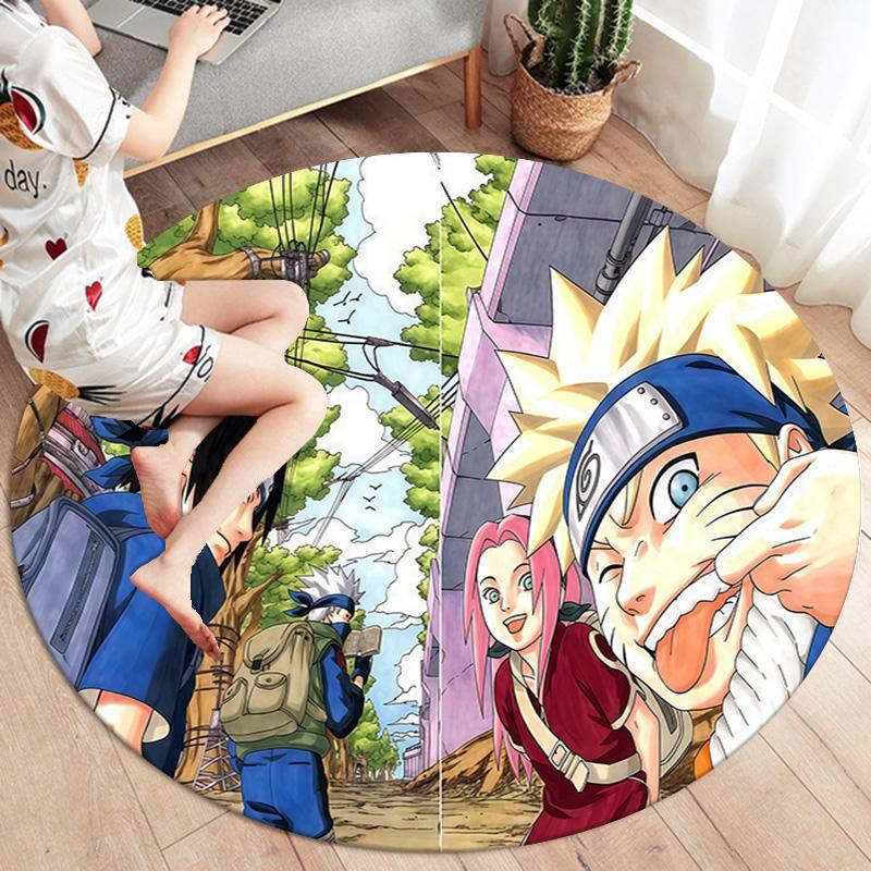 Naruto Round Area Rug Carpet Rug For Living Room Bedroom Sofa Playroom Decor Nonslip Floor Mat