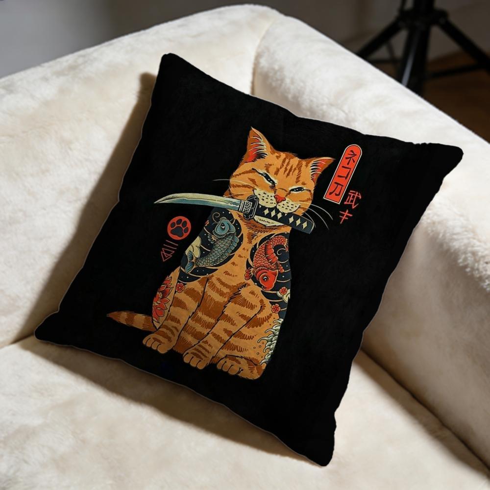 Japanese Style Cat Cushion Cover Soft Decorative Pillow Case Suitable for Bedroom Sofa Car Travel Use