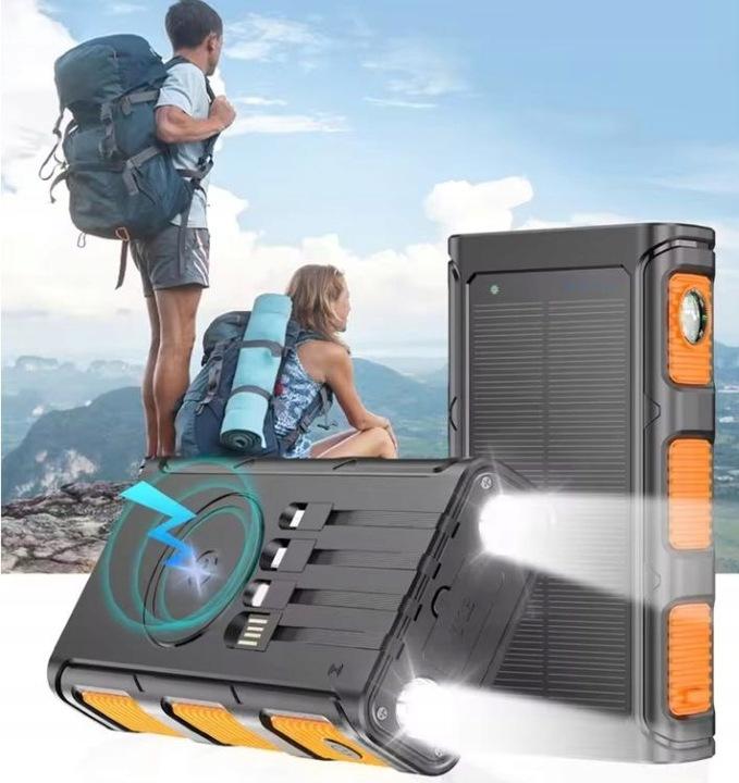 Powerbank Ładowarka Solarny Indukcja 36000Mah 8Xusb Latarka 2X Led Usb-C Pd