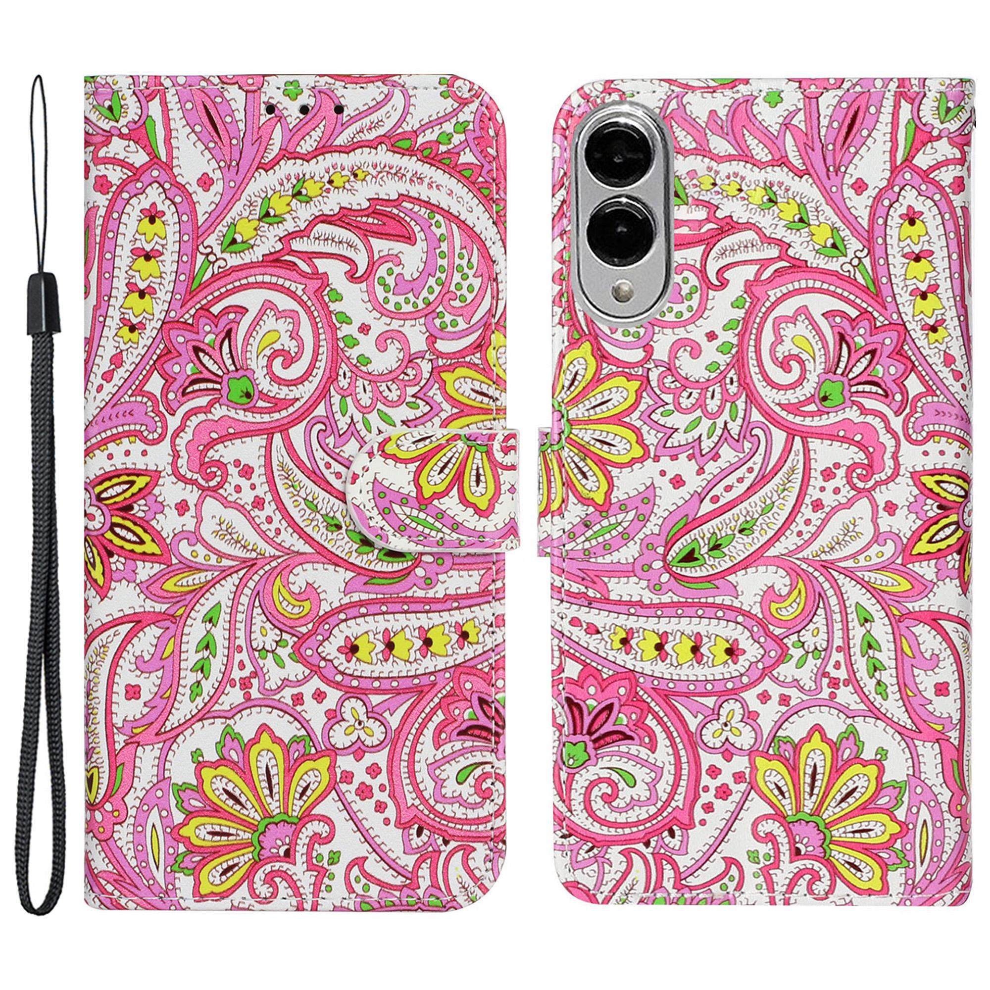 

Для Samsung Galaxy S25 Edge Чехол с узором Кожаный кошелек Чехол для телефона с держателем для карт Flower