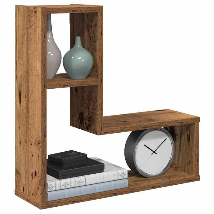 VidaXL Wall Cube Shelves 2 Pcs Old Wood 50x15x50 Cm, Cube-shaped Storage, Cube-shaped Organizer, Shelf 856604