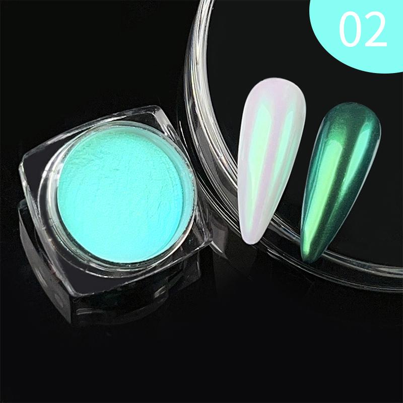 1Bottle White Chrome Pearl Nail Powder Shine Glitter Shell Auroras Nail Dust Mirror Effect Pigment Manicure Nail Art Decoration