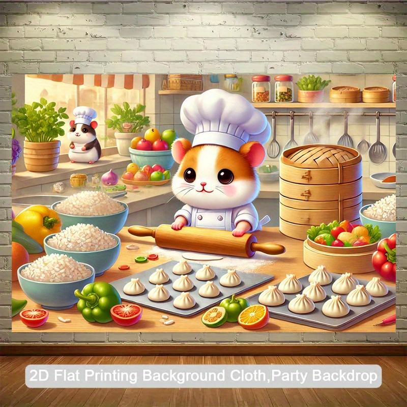 1 piece of 2D plane, the delicious food of the mouse chef, polyester fiber photography 2D background cloth