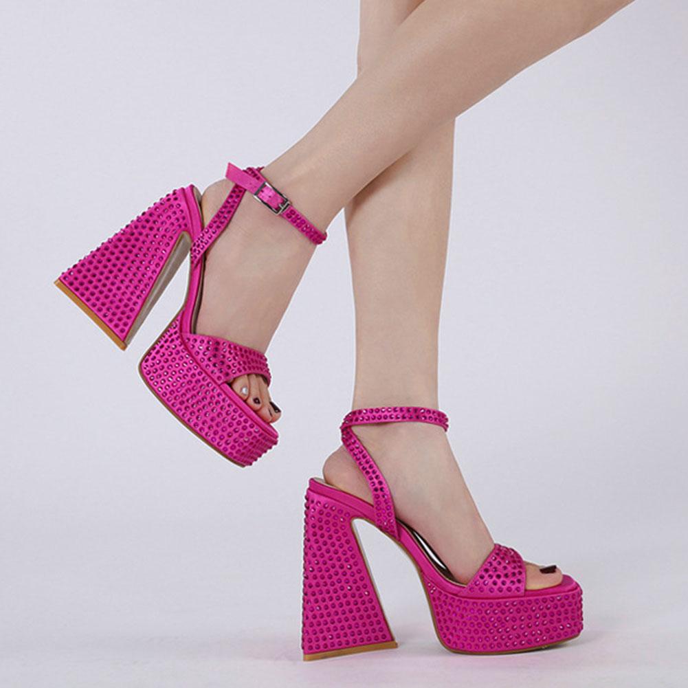 

Дизайнерские женские туфли на платформе для свадебной вечеринки, черные розовые туфли на платформе, модные шикарные летние сандалии на высоком каблуке, современная леди, отличное качество 9.5