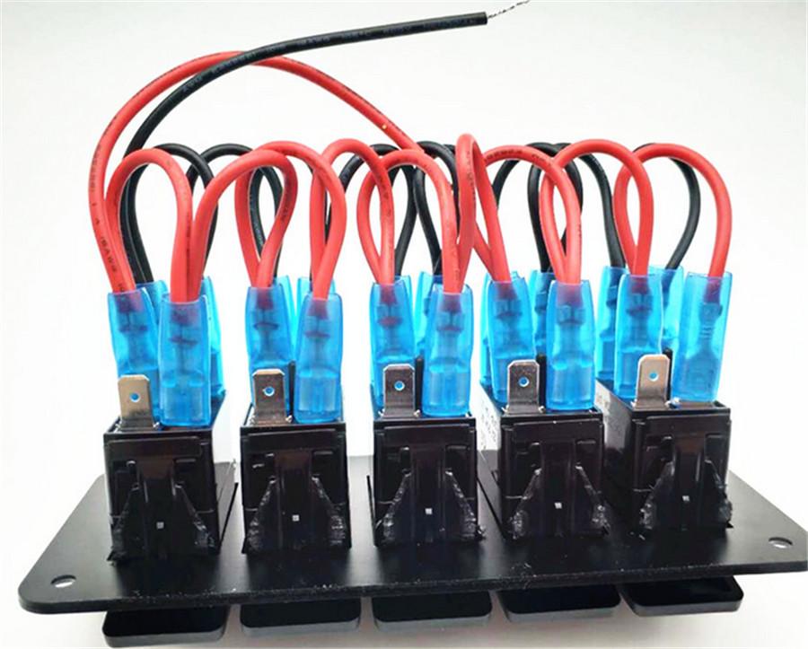 5 Gang On/Off Rocker Switch Panel Dual LED Light Car  Marine Boat Waterproof 12V/24V