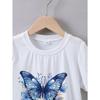 Tailles européennes Impression graphique Papillon T-shirts Créatifs Doux & Élastique Confortable Col rond Manches courtes T-shirt Hauts d'été pour filles