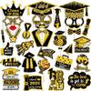 30Pcs/Set Black Golden 2026 Graduation Photo Booth Props With Sticks Pose Sign 2026 Graduation Decorations DIY Dress Up