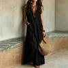 Women Sleeveless Bohemian Button Down Pocket Casual Long Shirt Dress Lightweight Loose Fit Summer Maxi Dress