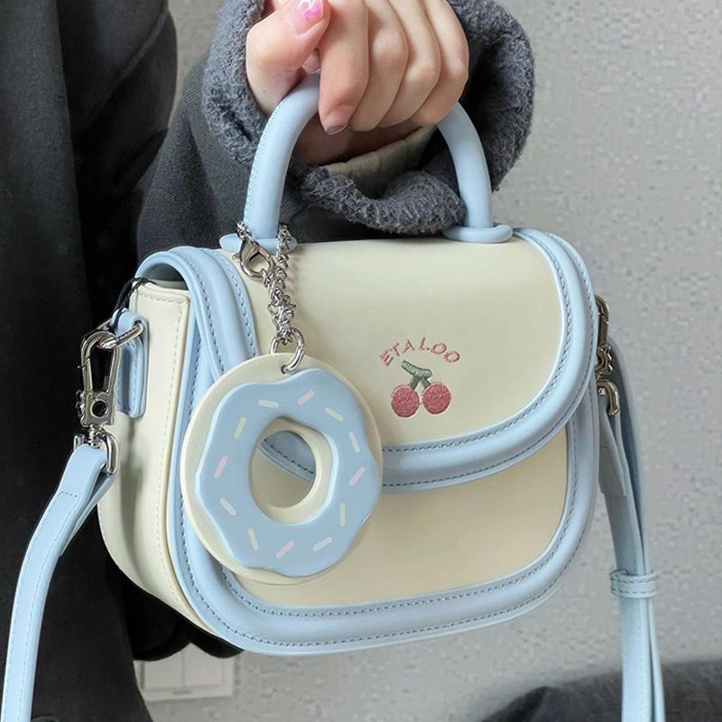 New JANE KLAIN PU Saddle Bag Handbag, Crossbody Bag Regular Women's White & Blue/White & Pink JK-BA1841