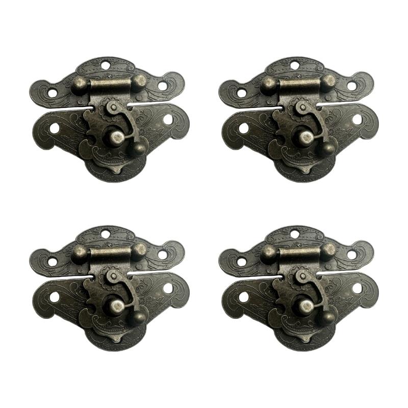 Screw Mount Cabinet Hook Hardware Decorative Metal 4 Pc Set for Storage Cabinets and Furniture Front Repair Use