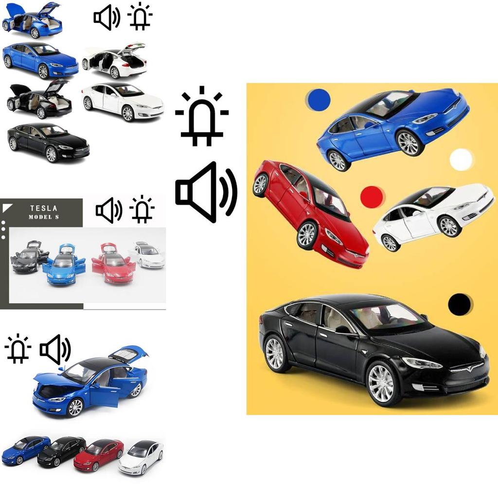 Premium 1/32 Scale Tesla Model S Alloy Car Model With Flashing Lights And Sound Effects