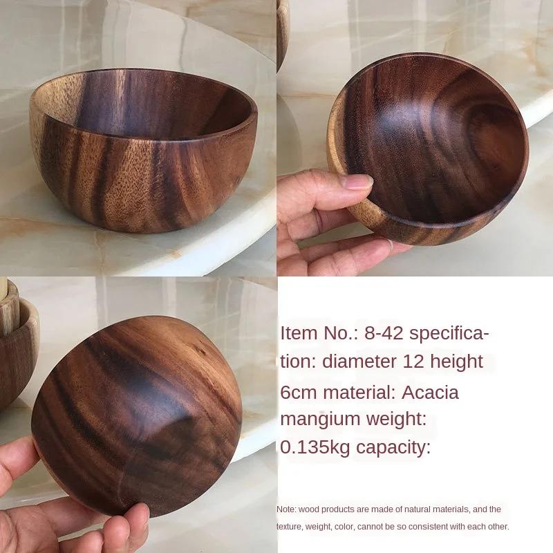 Salátová mísa z akáciového dřeva - Kruhový a kreativní design, Vyrobena z celého dřeva, Ideální pro servírování