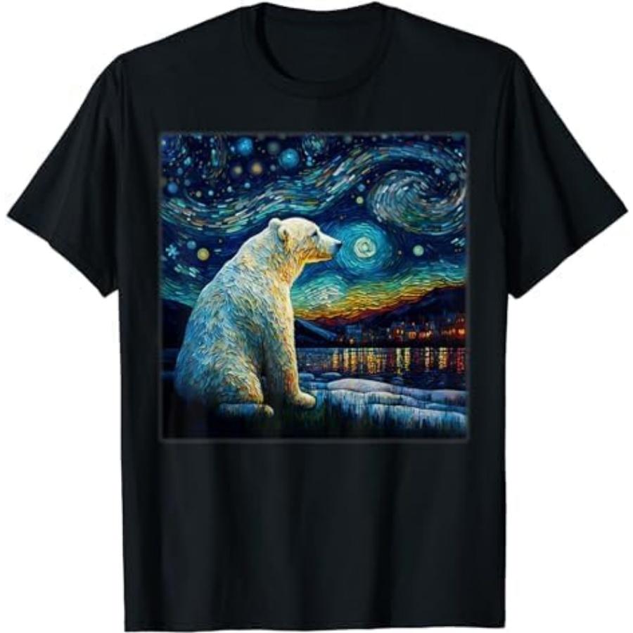 Surrealism Starry Night Polar Bear T-Shirt CBQ Mens Womens Tank Top Sweatshirt Hoodie Longsleeve Black XXXXXL разноцветный
