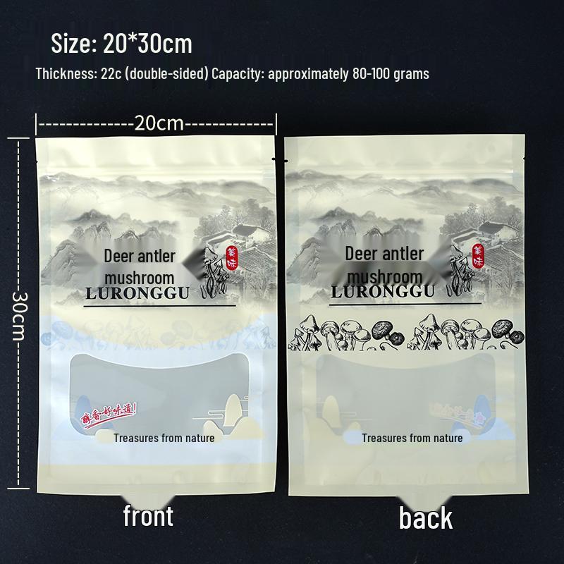 Velvet Antler Mushroom Gift Bag: 250g Self-Sealing Local Specialty, 1lb Edible Mushroom Bag