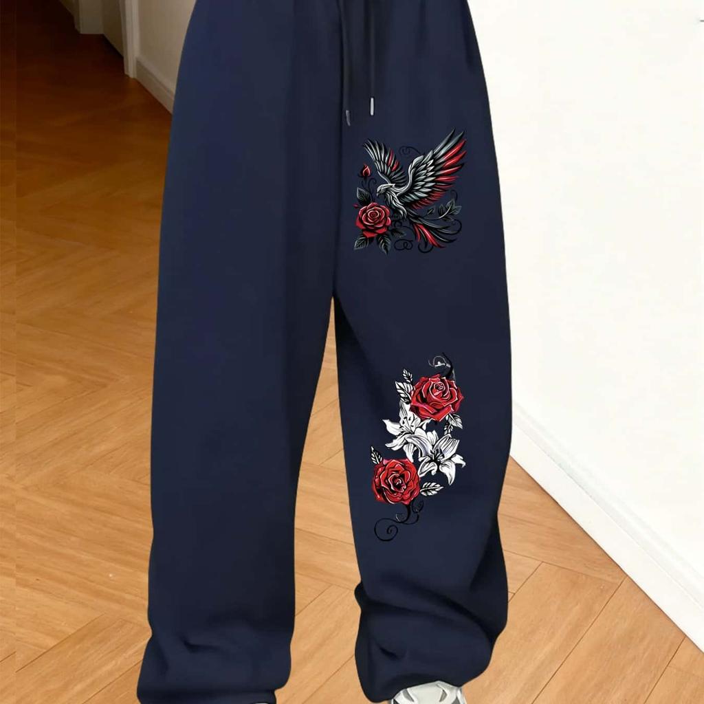 Fashionable Street Phoenix Rose Printed Street Men's and Women's Summer Casual Sports Drying Pants