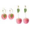 2 Pairs Peach Shaped Plastic Earrings Stylish Decorative Ear Accessories for Women Fashion Jewelry