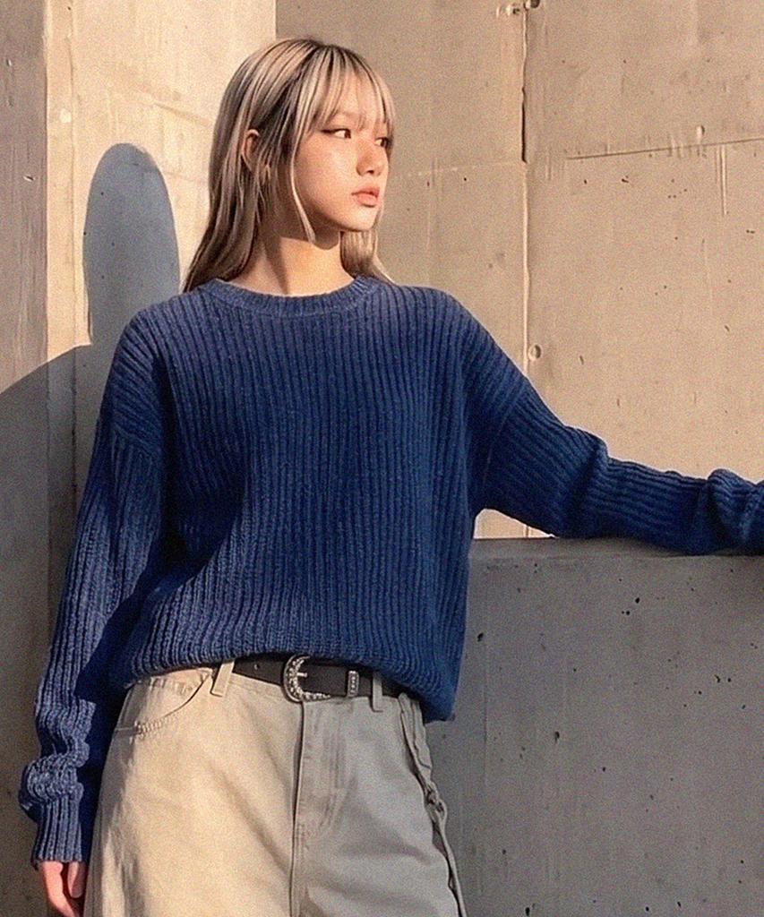 LXT Soft Velour Corduroy Sweatshirt [Deep Blue]