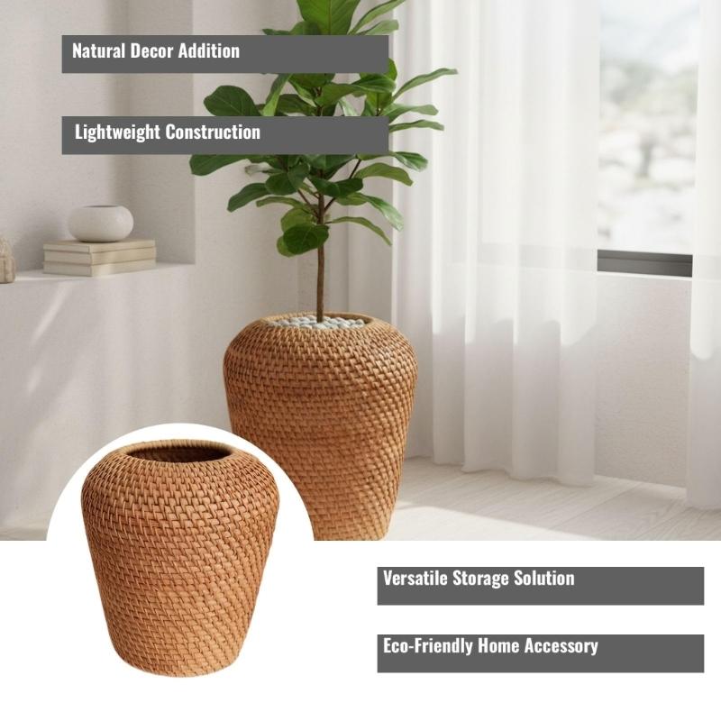 Rattan Vases Country Rustics Styles Handmade Woven Plant Flower Vases Basket for Home Decors Decorative Vases Centerpieces
