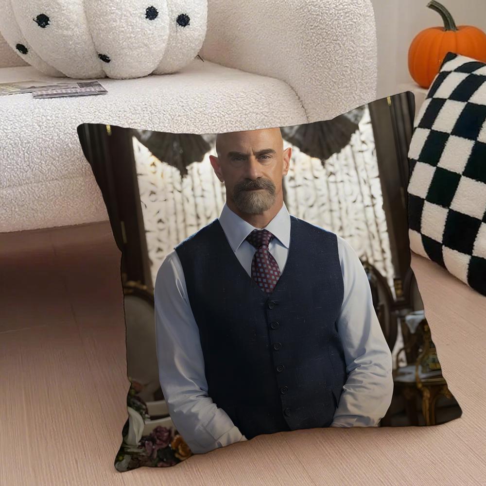 E-Elliot Stabler Cushion Cover Throw Pillow Cover Hidden Button Durable Polyester Chair Cushion