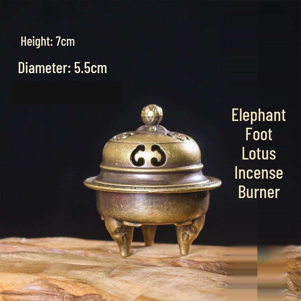 Kylin Three-Legged Alloy Incense Burner with Elephant Foot and Lotus Leaf Design