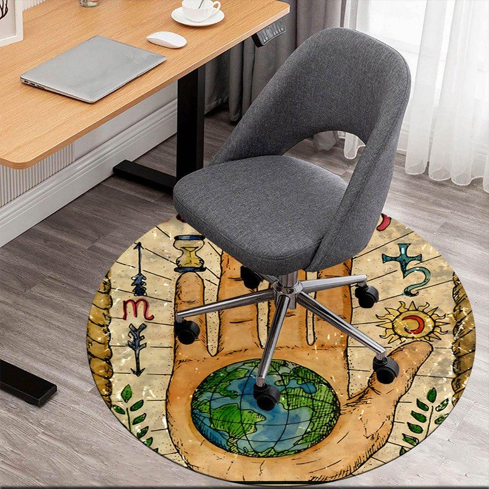 

Global Harmony: Earth in Hand Art PrintRound Non-Slip chair mat chair carpet for office Rugs for Office Decor Gift For Valentine s Day Mother s Day Ha 80cm by 80cm