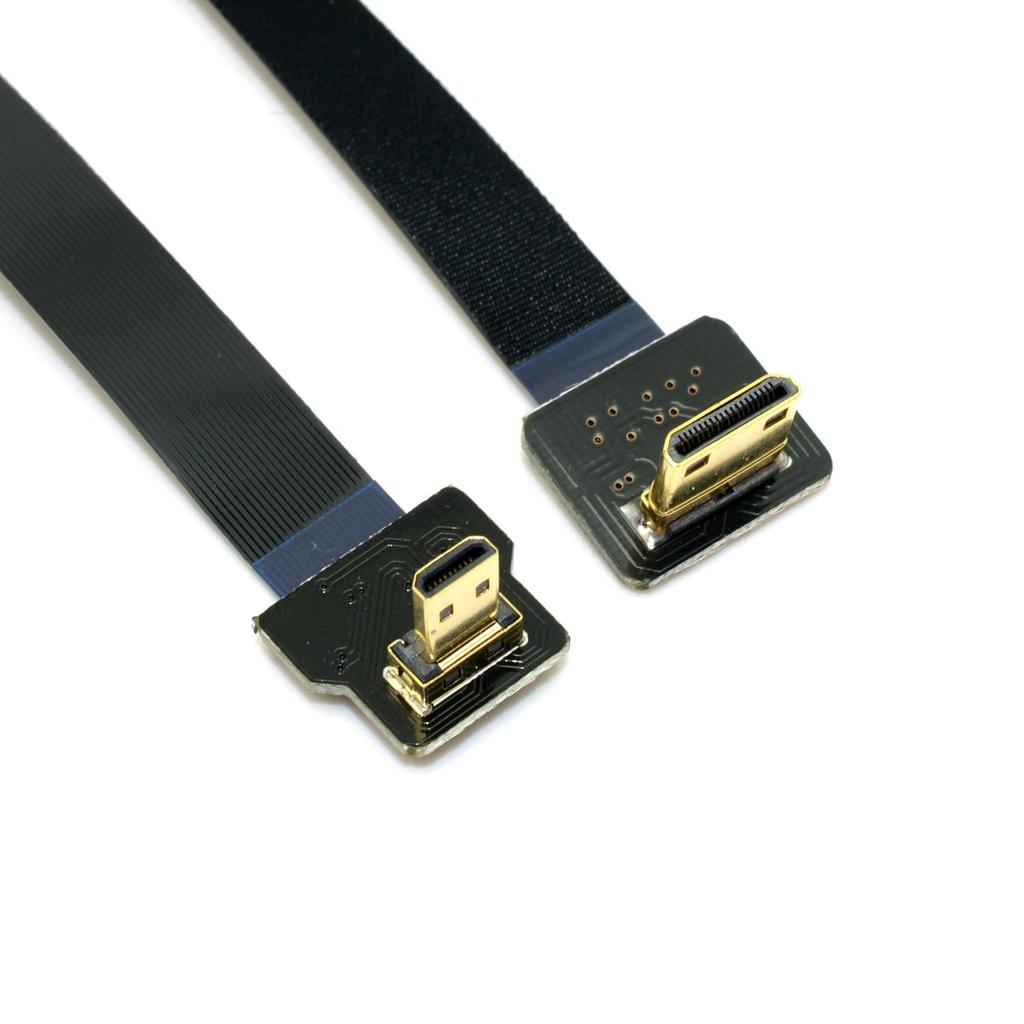 Cablecc 90 Degree Downward Facing FPV Micro HDMI Male To Mini HDMI FPC Flat for GoPro Multicopter Aerial Photography Cable, 50cm,