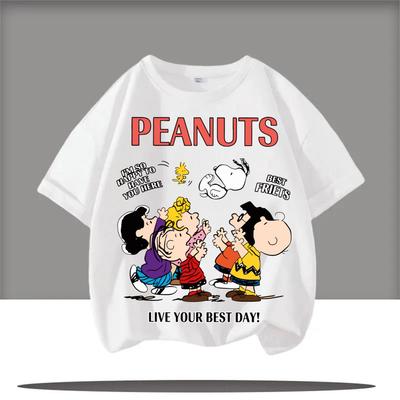 Snoopy Boys and Girls Birthday T-shirt Cartoon Anime Pattern 1-9 Printed T-shirt Children's Summer Cute Top Quick Drying Mesh