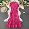 Summer Women Elegant Luxury Embroidery Flower Lace Slim Bodycon Long Maxi Party Fishtail Dresses for Girl Graduation