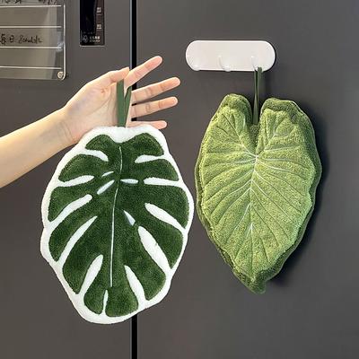 Bathroom Accessories Imitation Plant Leaves Hand Towel Absorbent Kitchen Leaf Towel Soft Hanging Cleaning Cloth Handkerchief
