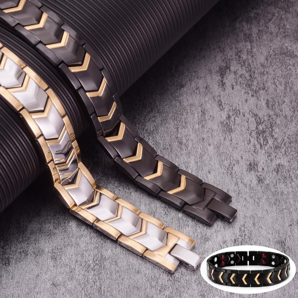 Wrist Band Magnetic Bracelet Male Black Stainless Steel Bracelet Men Hand Chain Wide Health Energy Germanium Bracelets for Men