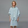 ELLE KIDS Girls' Light Denim Frayed Pleated Skirt